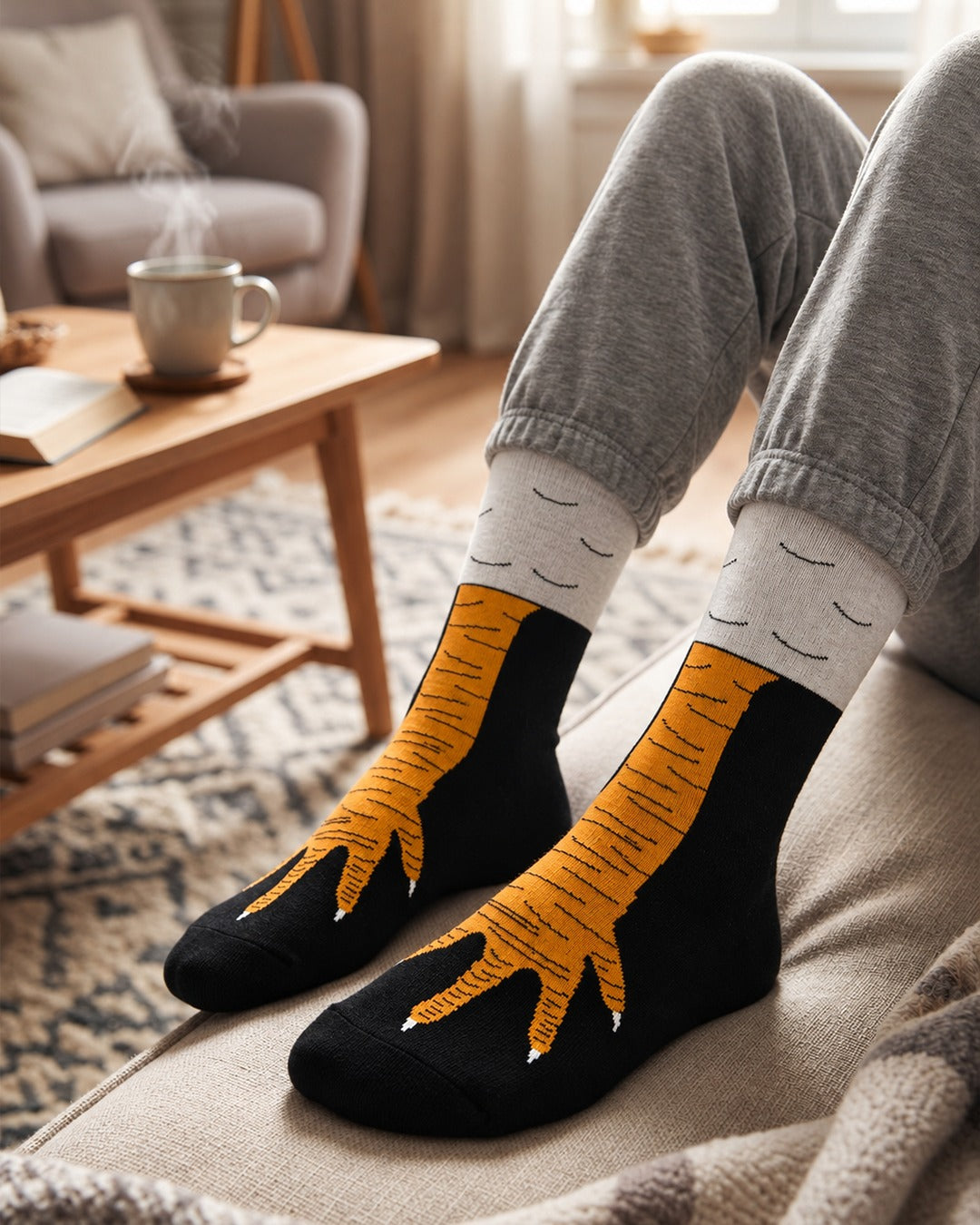 Kids Chicken Leg Socks, Farm Animal Crew Style, Fun Novelty Gift for Children, Sizes 19-38